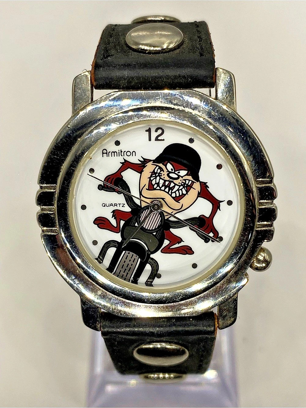 Men’s *^^ Armitron Looney Tunes Taz Biker Watch Black / Silver *^* Collectors *^
